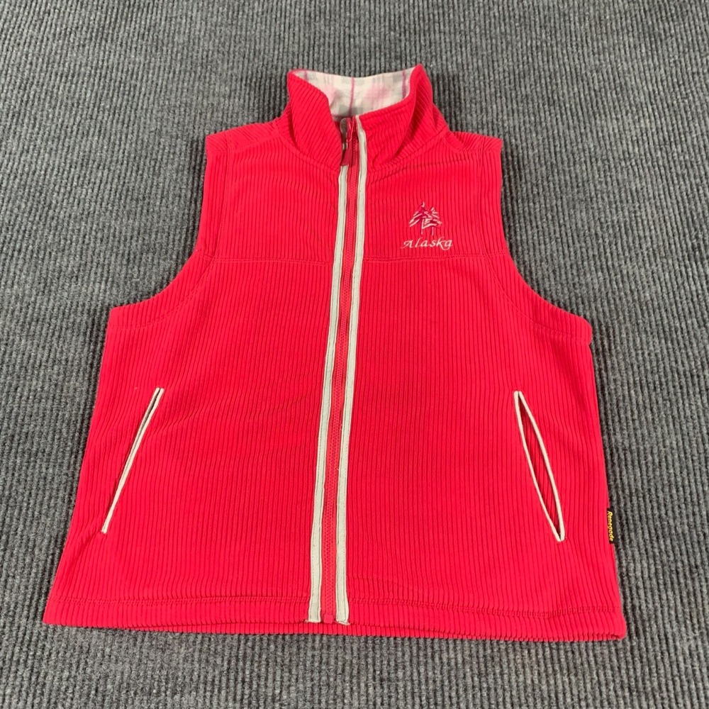 Renegade Club Vest Womens S Pink Fleece Plaid Lined Alaska Embroidered Outdoors